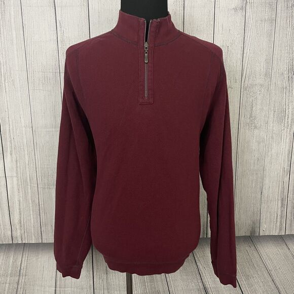 Tommy Bahama Men's XL Burgundy / Red Quarter Zip Reversible Pullover Sweater - Picture 9 of 14